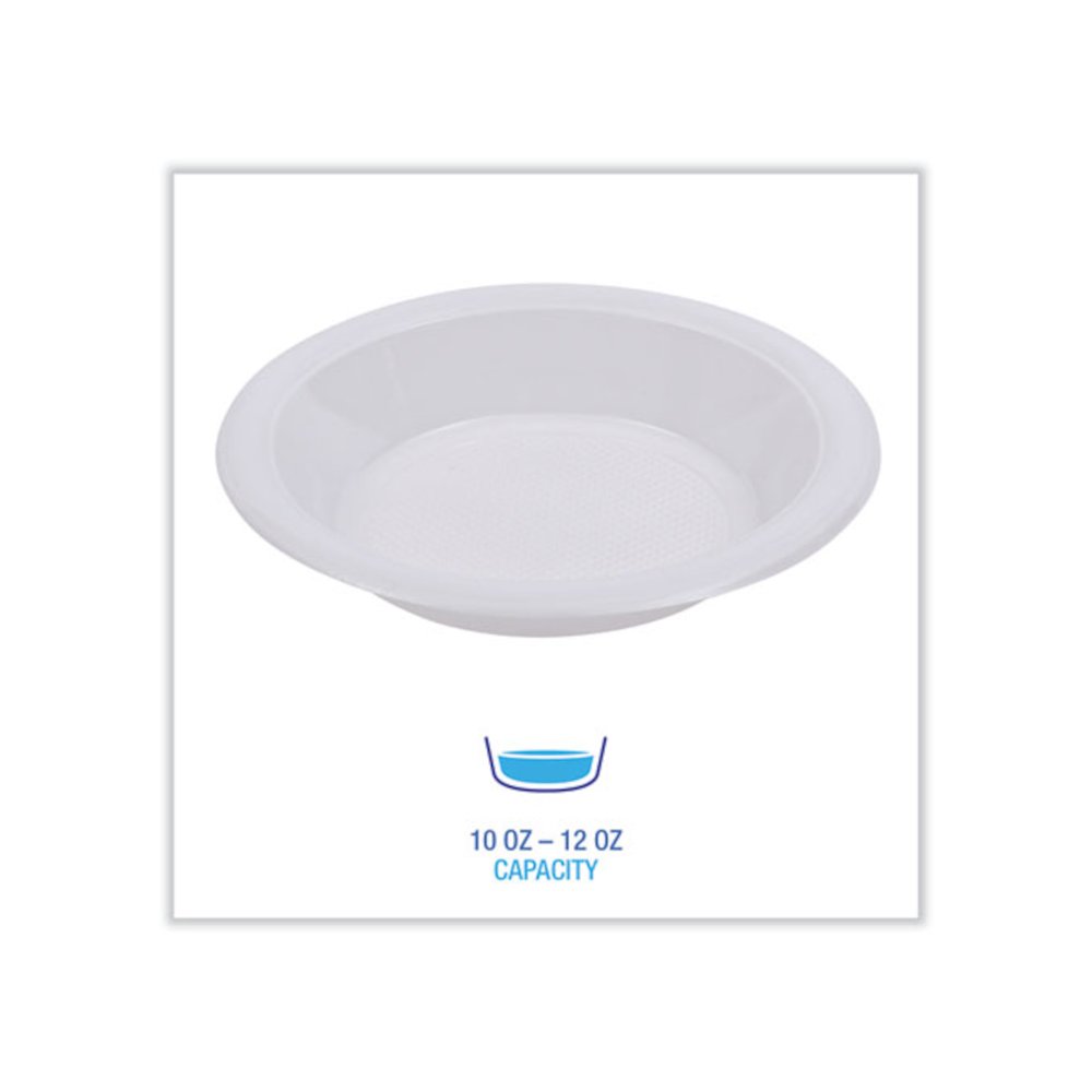 Hi-Impact Plastic Dinnerware, Bowl, 10 oz to 12 oz, White, 1,000/Carton. Picture 6