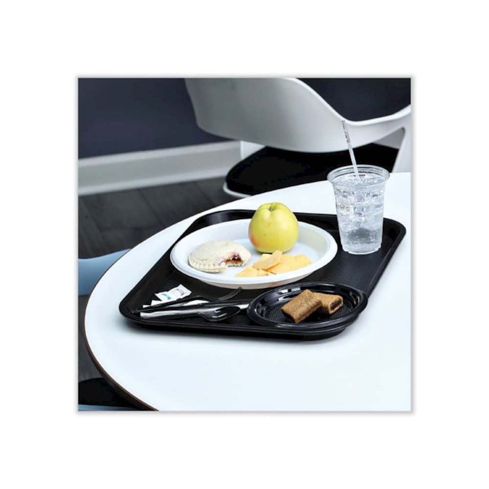 Six-Piece Cutlery Kit, Mediumweight, Fork/Knife/Napkin/Pepper/Salt/Spoon, Plastic, Black, 250/Carton. Picture 6