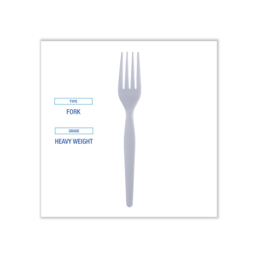 Heavyweight Polystyrene Cutlery, Fork, Plastic, White, 1,000/Carton. Picture 4