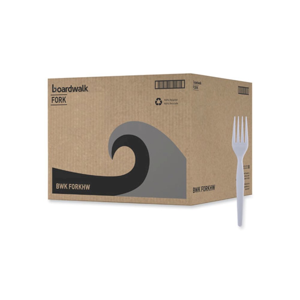 Heavyweight Polystyrene Cutlery, Fork, Plastic, White, 1,000/Carton. Picture 1