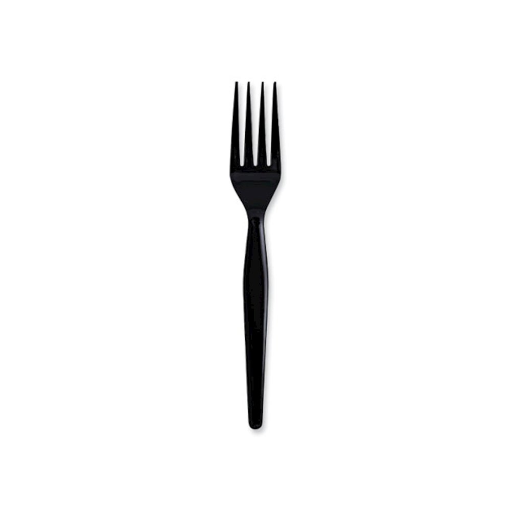 Heavyweight Wrapped Polystyrene Cutlery, Fork, Plastic, Black, 1,000/Carton. Picture 2