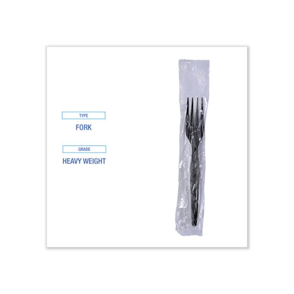 Heavyweight Wrapped Polystyrene Cutlery, Fork, Plastic, Black, 1,000/Carton. Picture 4
