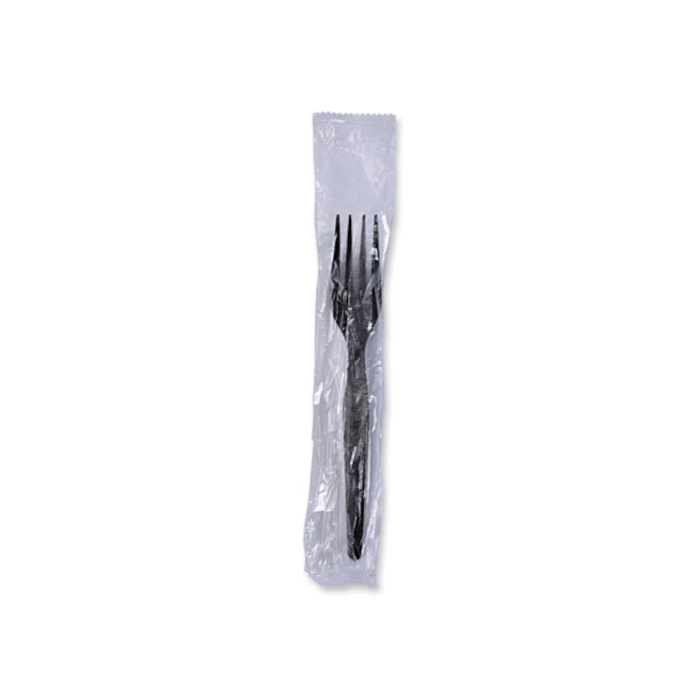 Heavyweight Wrapped Polystyrene Cutlery, Fork, Plastic, Black, 1,000/Carton. Picture 10
