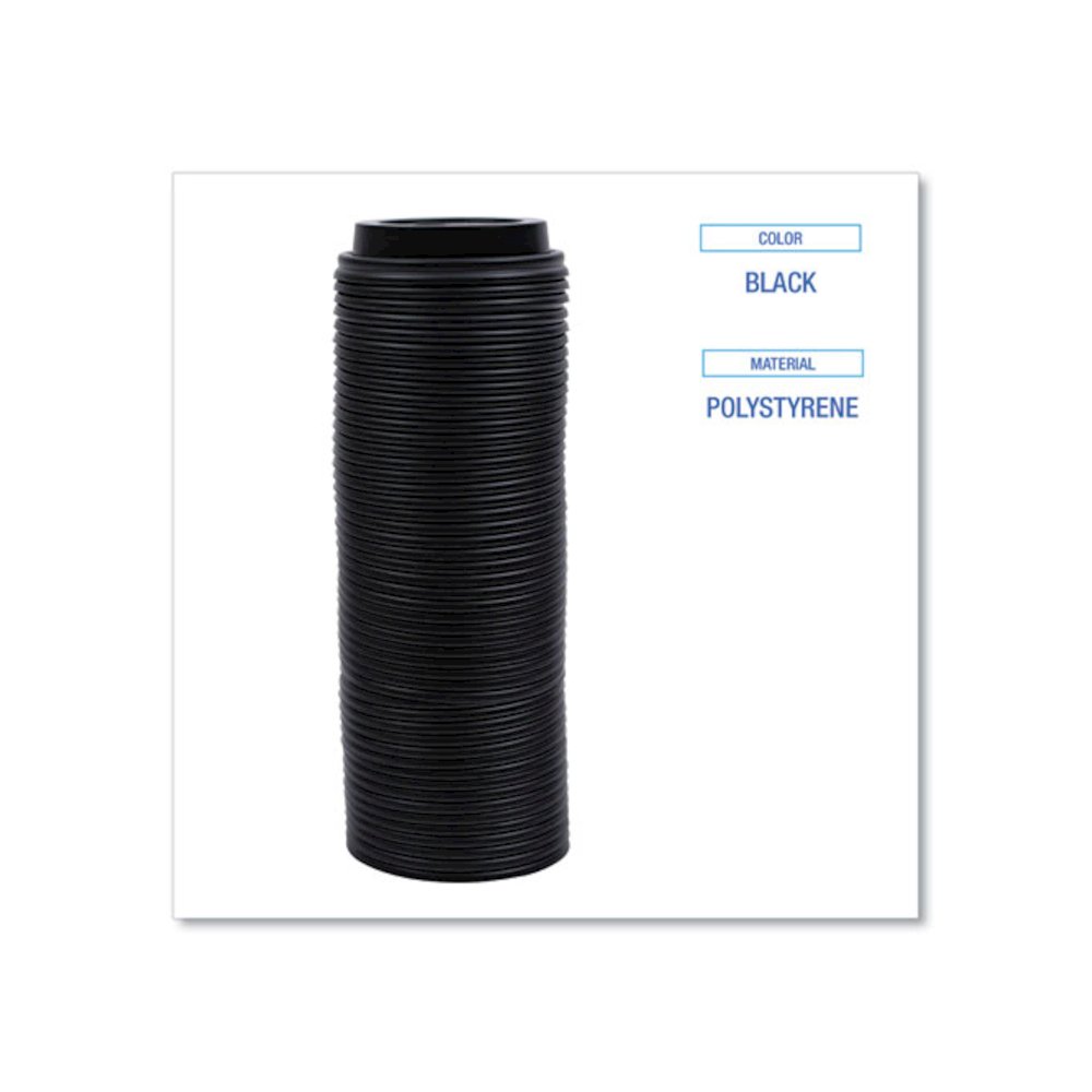Hot Cup Lids, Fits 8 oz Hot Cup, Plastic, Black, 1,000/Carton. Picture 4