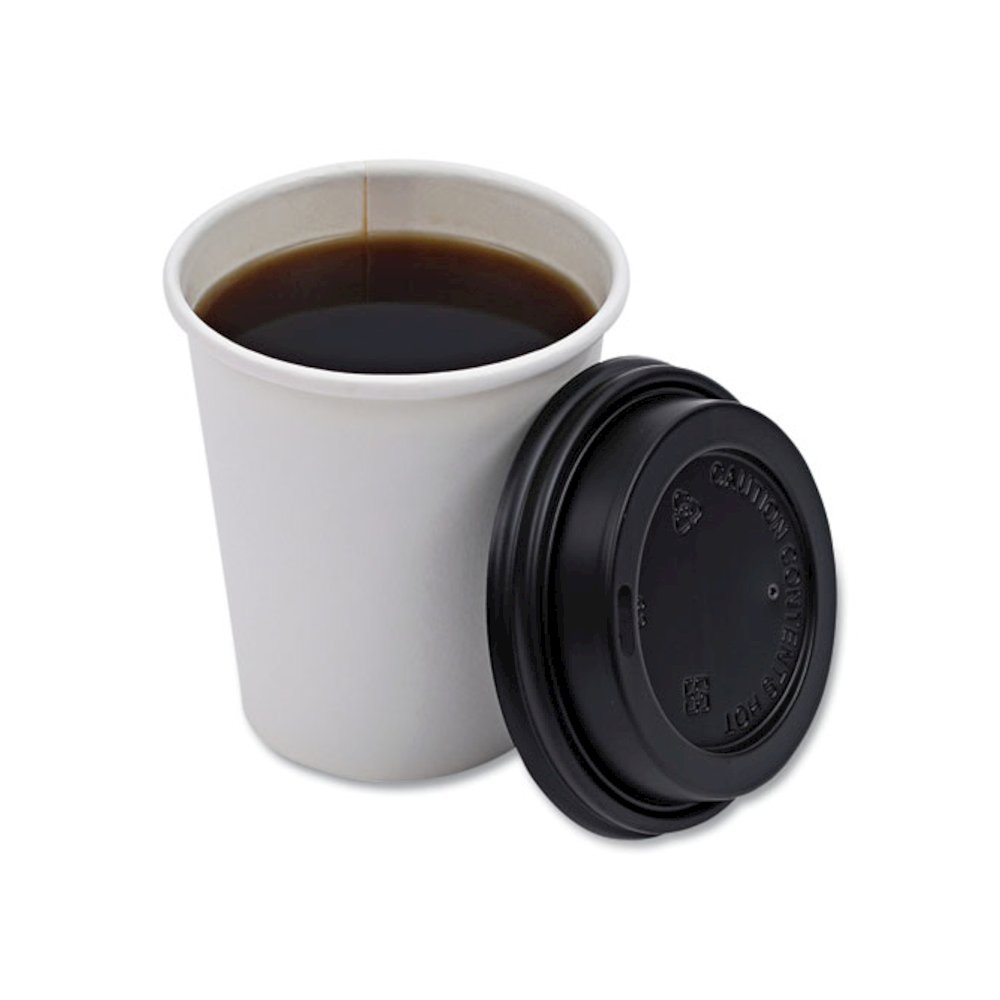 Hot Cup Lids, Fits 10 oz to 20 oz Hot Cup, Plastic, Black, 1,000/Carton. Picture 3