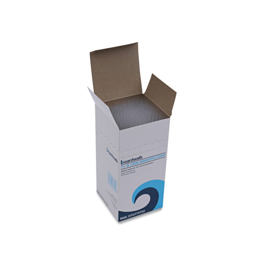 Jumbo Straws, Unwrapped, 7.75", Plastic, Translucent, 250/Pack, 50 Packs/Carton. Picture 2