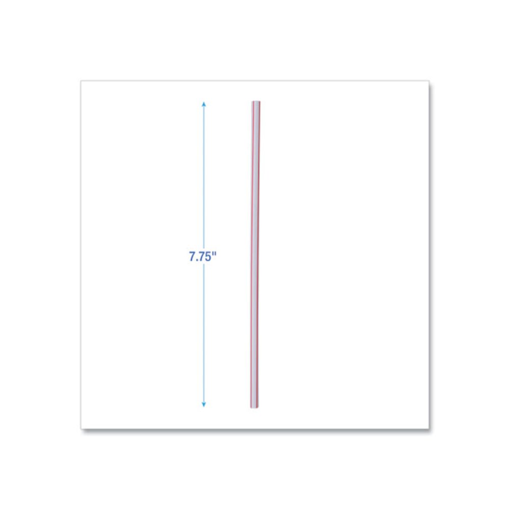 Wrapped Jumbo Straws, 7.75", Plastic, White/Red Stripe, 400/Pack, 25 Packs/Carton. Picture 2
