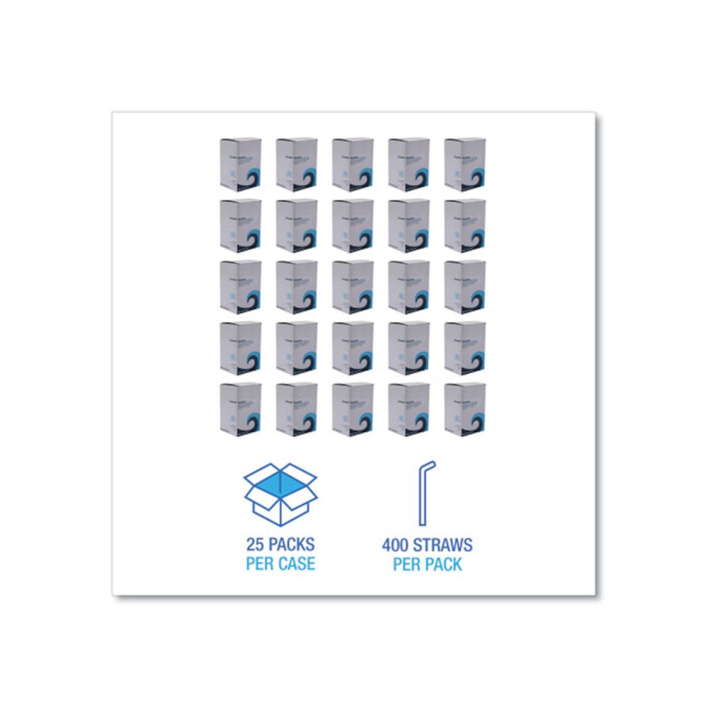 Wrapped Jumbo Straws, 7.75", Plastic, White/Red Stripe, 400/Pack, 25 Packs/Carton. Picture 3