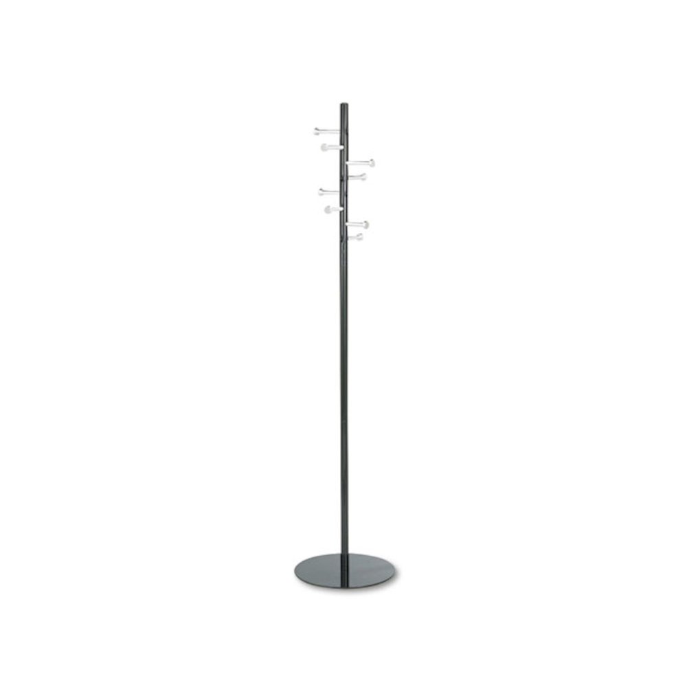 Spiral Nail Head Coat Rack, Eight Nail-Head Hooks, 15w x 15d x 67h, Black/Silver. Picture 1