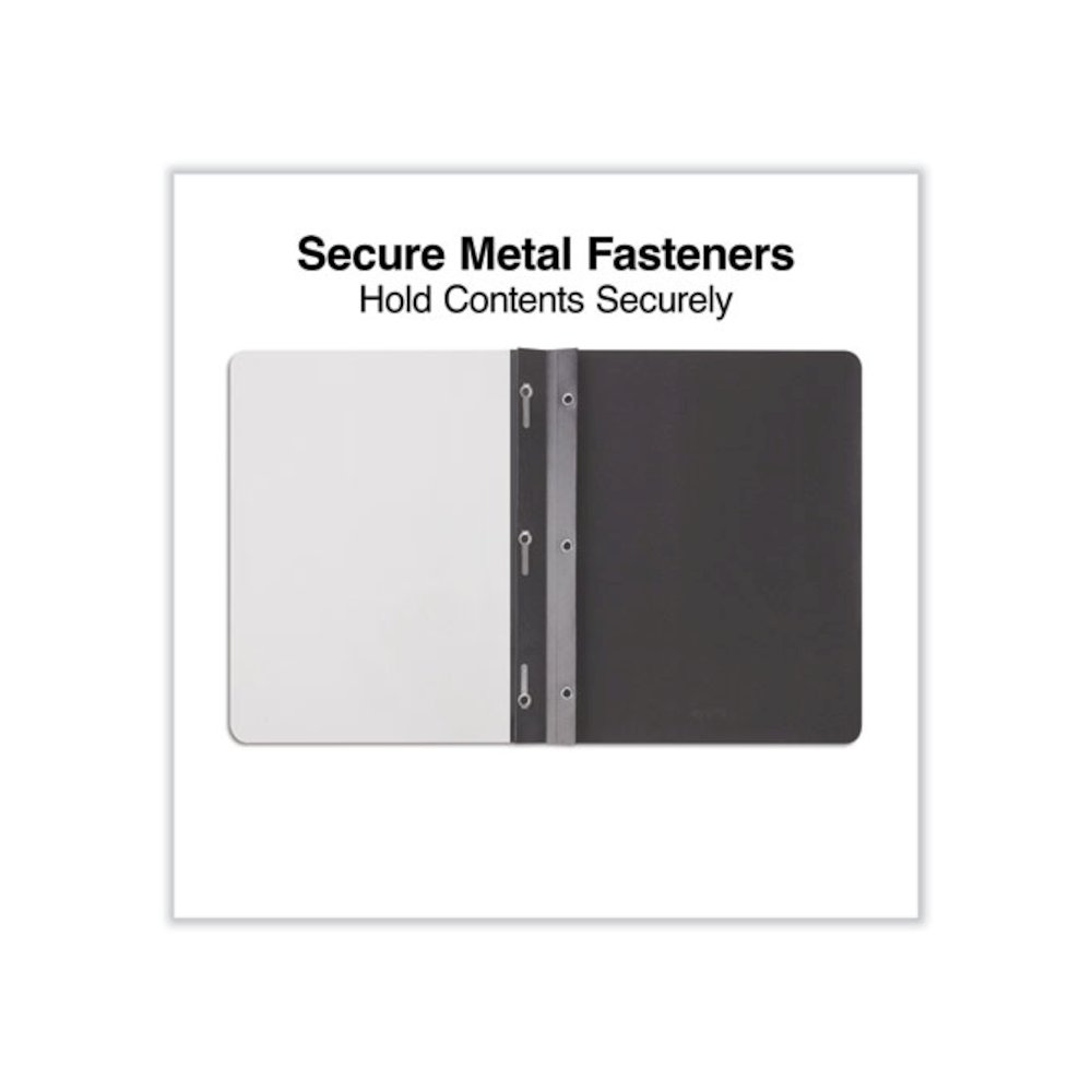 Clear Front Report Cover, Prong Fastener, 0.5" Capacity, 8.5 x 11, Clear/Black, 25/Box. Picture 4