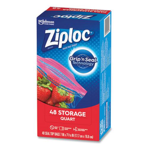Double Zipper Storage Bags, Triple System Seal, Quart, 9.63" x 8.5", Clear, 9/Carton. Picture 4