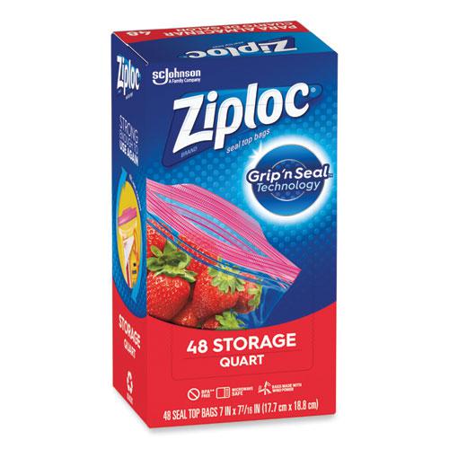 Double Zipper Storage Bags, Triple System Seal, Quart, 9.63" x 8.5", Clear, 9/Carton. Picture 5