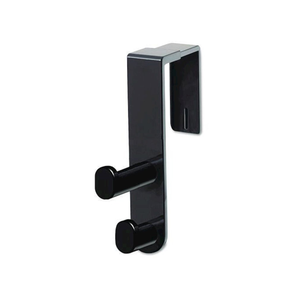 Plastic Coat Hook, 2-Hook, 1.75 x 6.5 x 7.75, Black. Picture 1