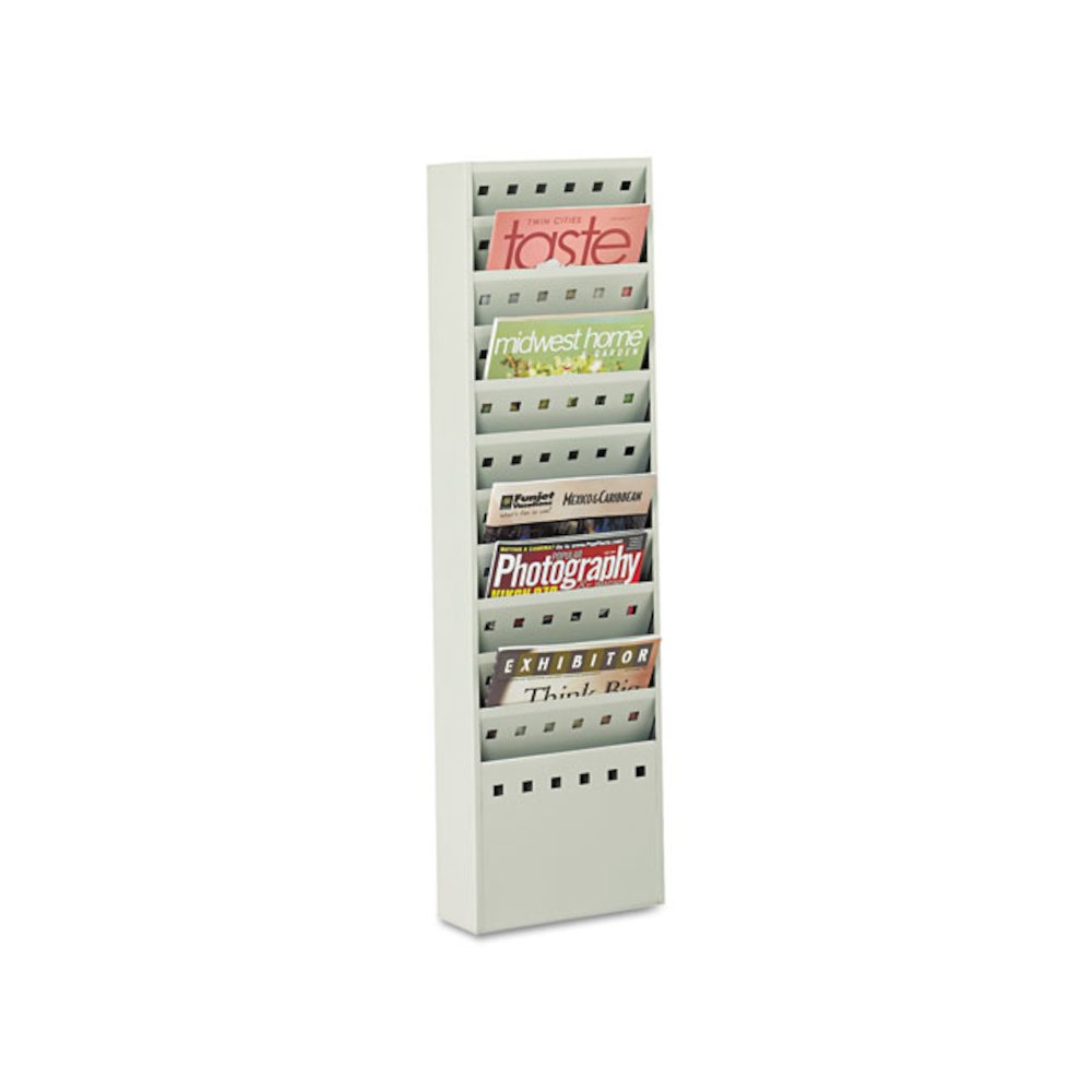 Steel Magazine Rack, 11 Compartments, 10w x 4d x 36.25h, Gray. Picture 2