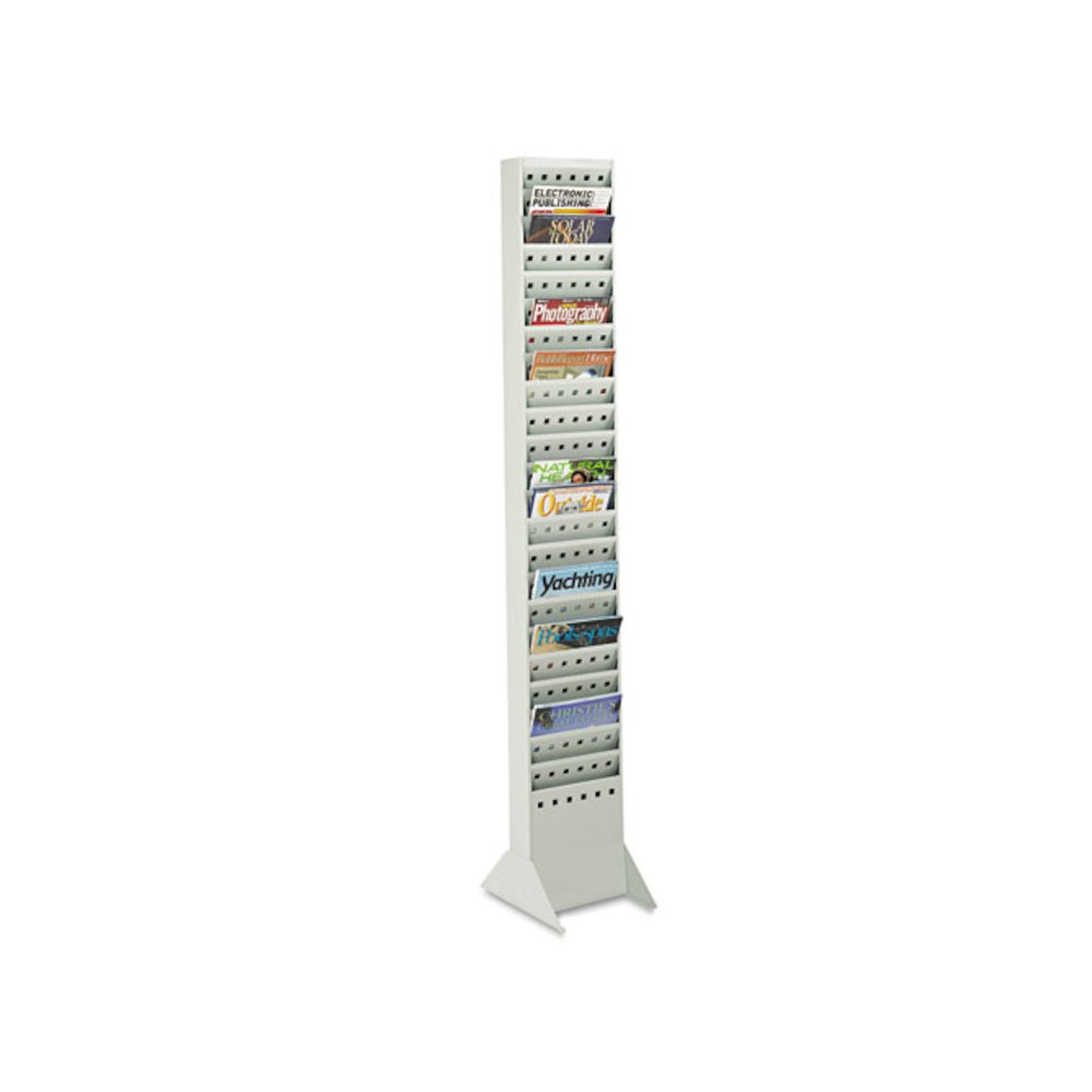 Steel Magazine Rack, 23 Compartments, 10w x 4d x 65.5h, Gray. Picture 2