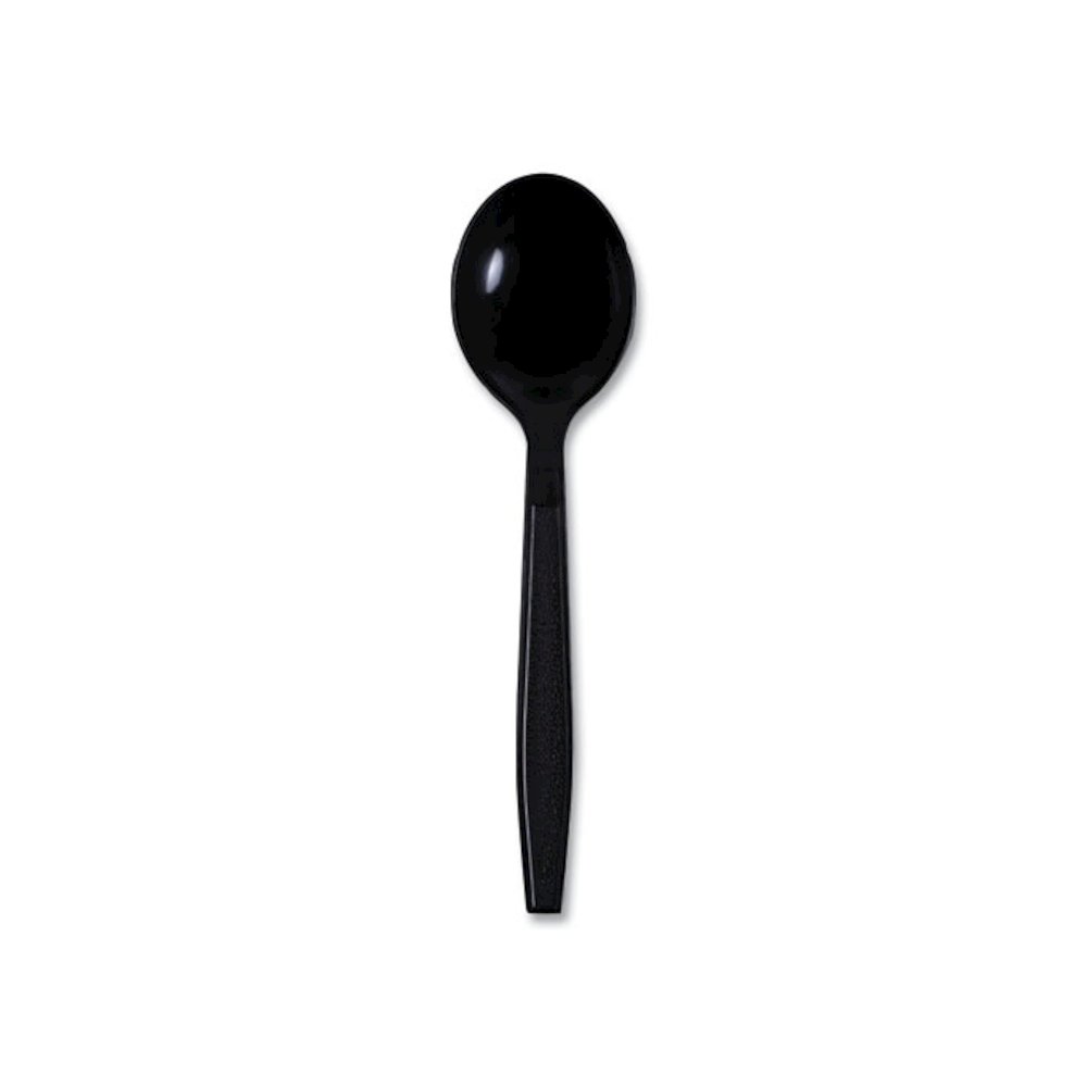 Heavyweight Wrapped Polypropylene Cutlery, Soup Spoon, Plastic, Black, 1,000/Carton. Picture 7