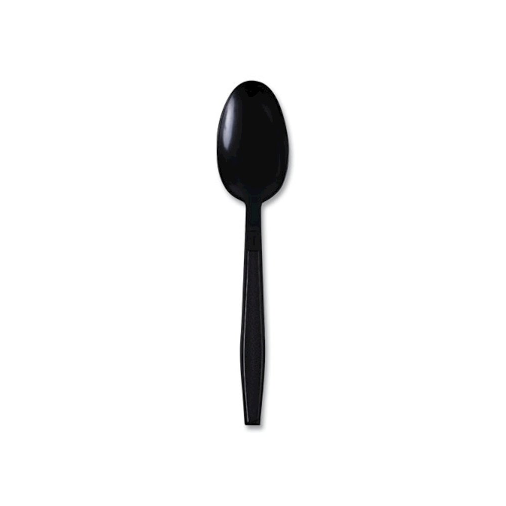 Heavyweight Wrapped Polypropylene Cutlery, Spoon, Plastic, Black, 1,000/Carton. Picture 2