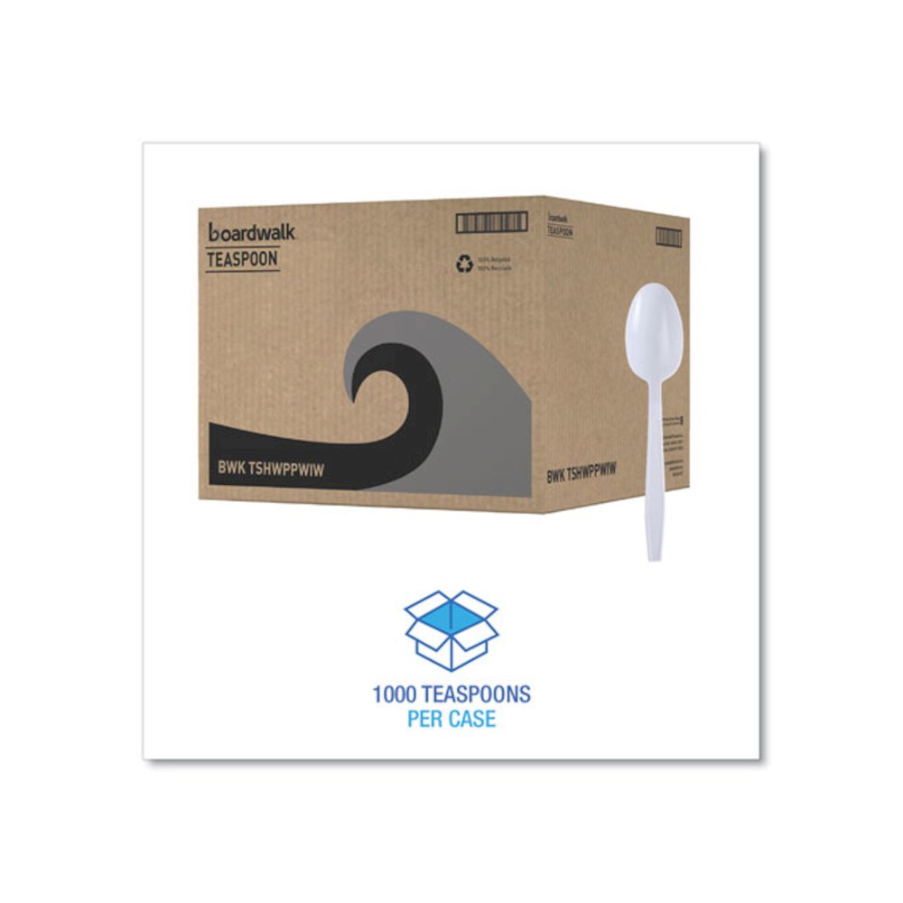 Heavyweight Wrapped Polypropylene Cutlery, Spoon, Plastic, White, 1,000/Carton. Picture 2