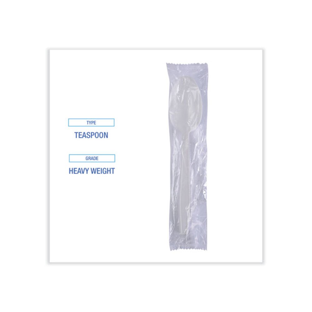 Heavyweight Wrapped Polypropylene Cutlery, Spoon, Plastic, White, 1,000/Carton. Picture 5
