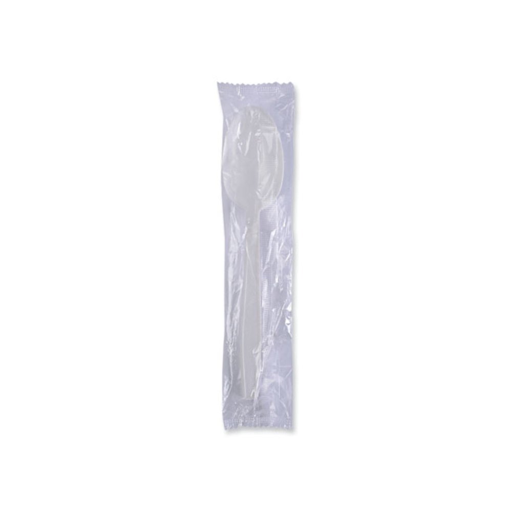 Heavyweight Wrapped Polypropylene Cutlery, Spoon, Plastic, White, 1,000/Carton. Picture 6
