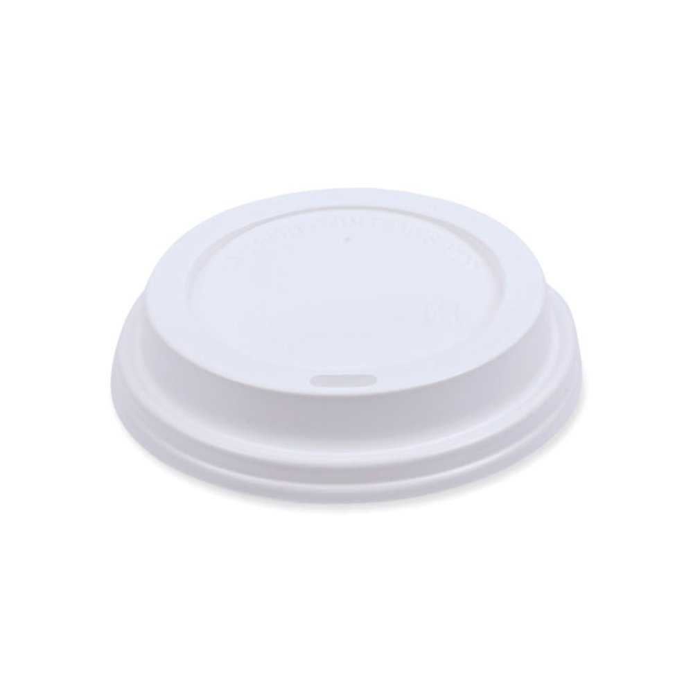 Deerfield Hot Cup Lids, Fits 10 oz to 20 oz Boardwalk Deerfield Hot Cups, Plastic, White, 50/Pack, 20 Packs/Carton. Picture 2