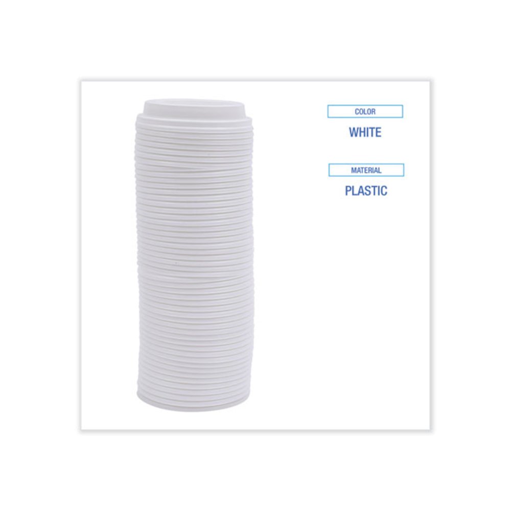 Deerfield Hot Cup Lids, Fits 10 oz to 20 oz Boardwalk Deerfield Hot Cups, Plastic, White, 50/Pack, 20 Packs/Carton. Picture 5