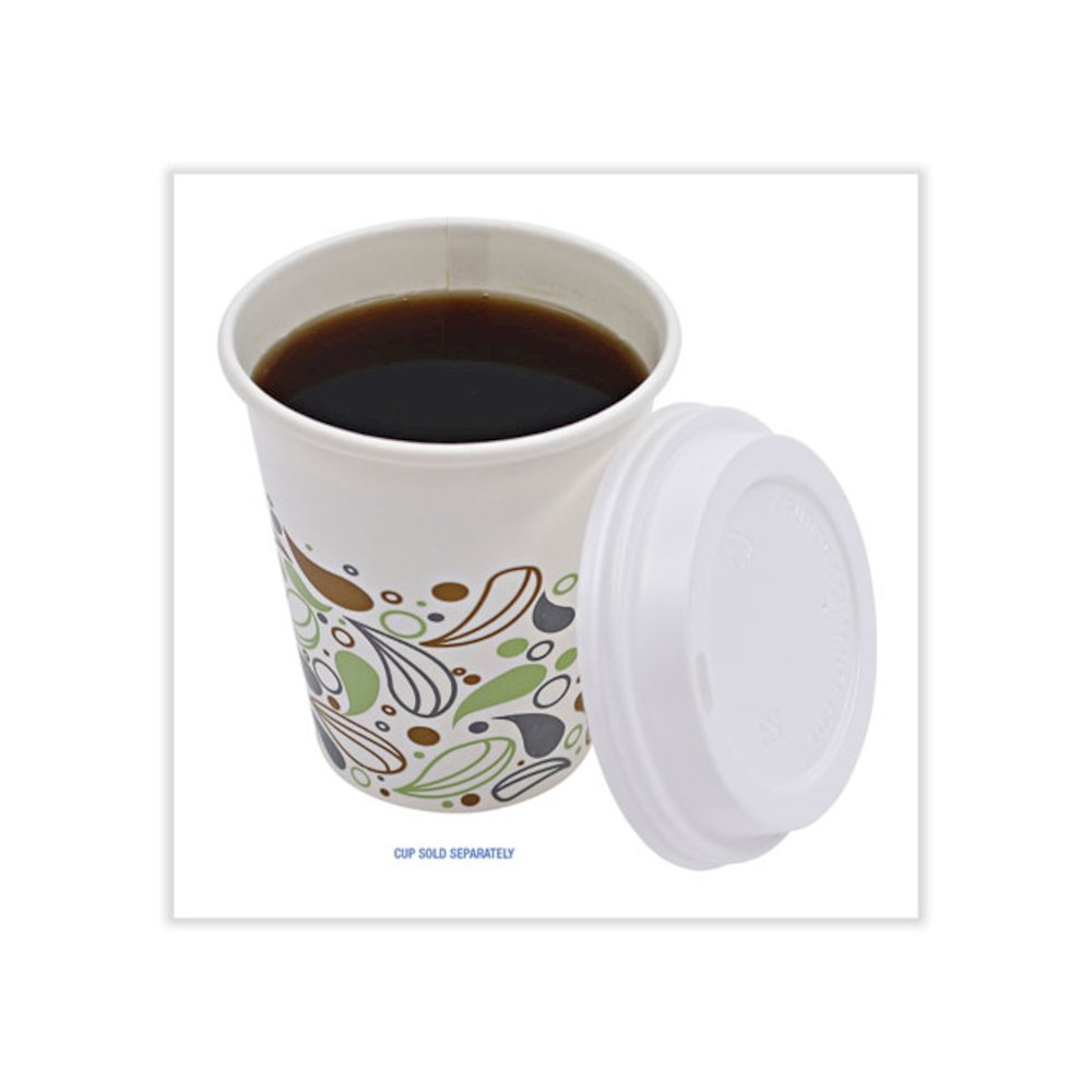 Deerfield Hot Cup Lids, Fits 10 oz to 20 oz Boardwalk Deerfield Hot Cups, Plastic, White, 50/Pack, 20 Packs/Carton. Picture 6