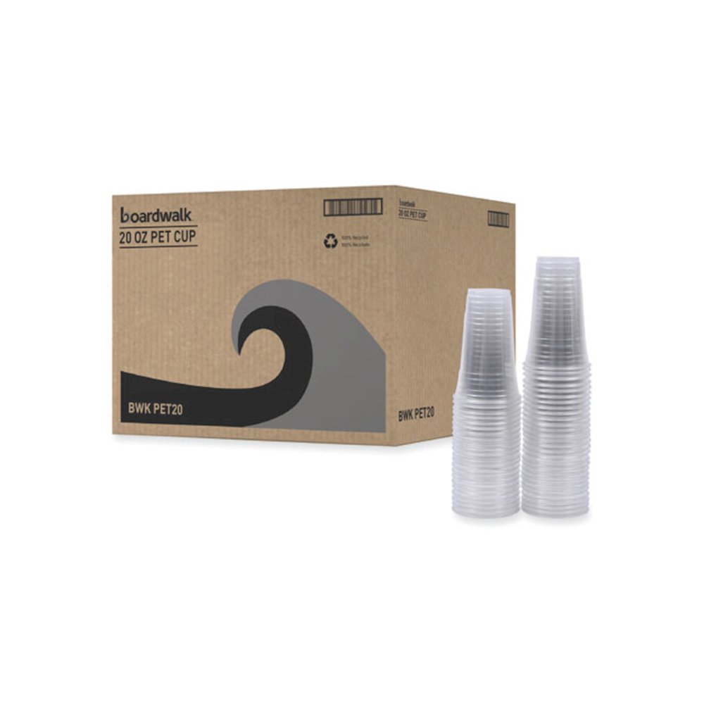 Clear Plastic PET Cups, 20 oz, 50/Sleeve, 20 Sleeves/Carton. Picture 1