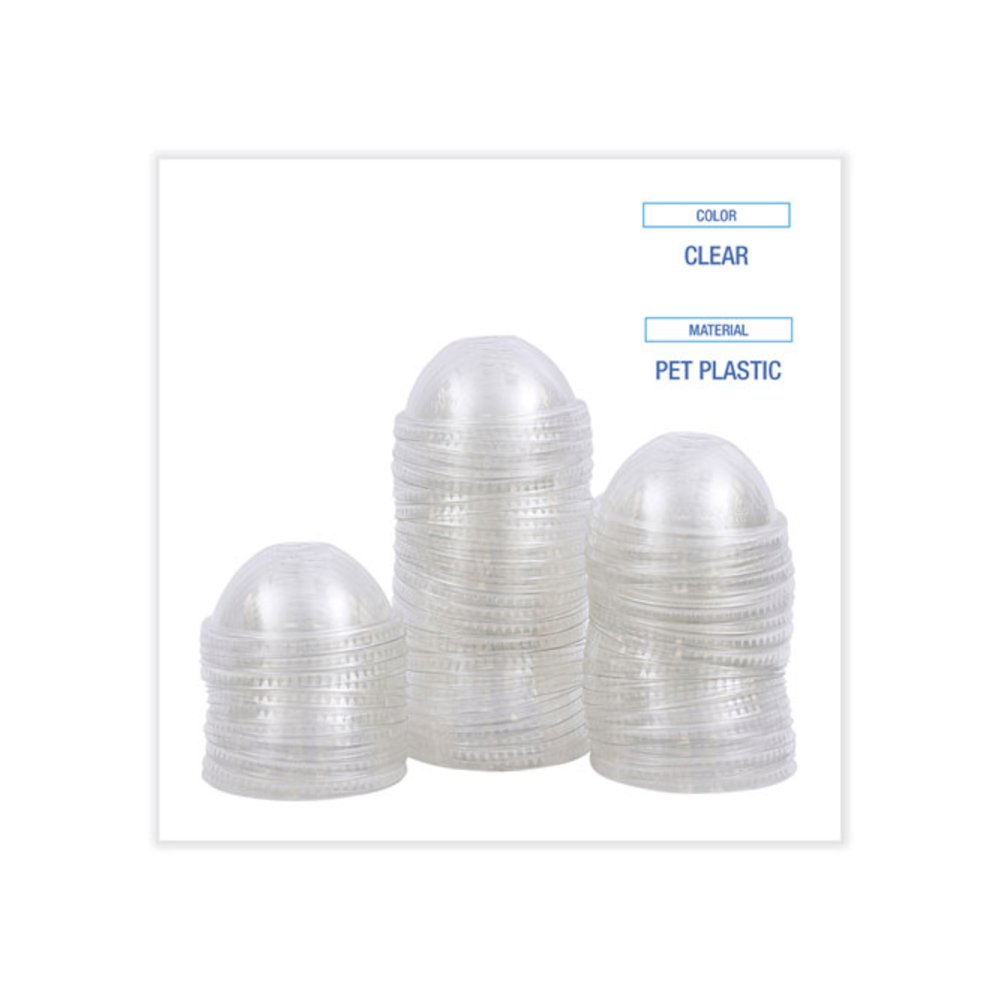 PET Cold Cup Dome Lids, Fits 14 oz to 24 oz Cold Cups, Plastic, Clear, 100/Sleeve, 10 Sleeves/Carton. Picture 2