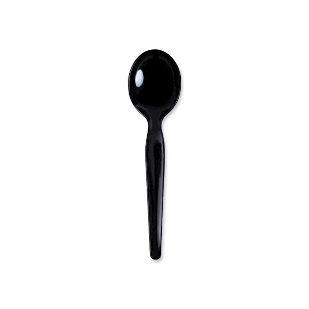 Heavyweight Polystyrene Cutlery, Soup Spoon, Plastic, Black, 1,000/Carton. Picture 5