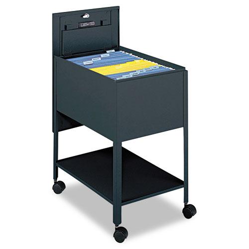 Extra-Deep Locking Mobile Tub File, Legal Size, Metal, 1 Shelf, 1 Bin, 16.5" x 24.75" x 28.25", Black. Picture 1