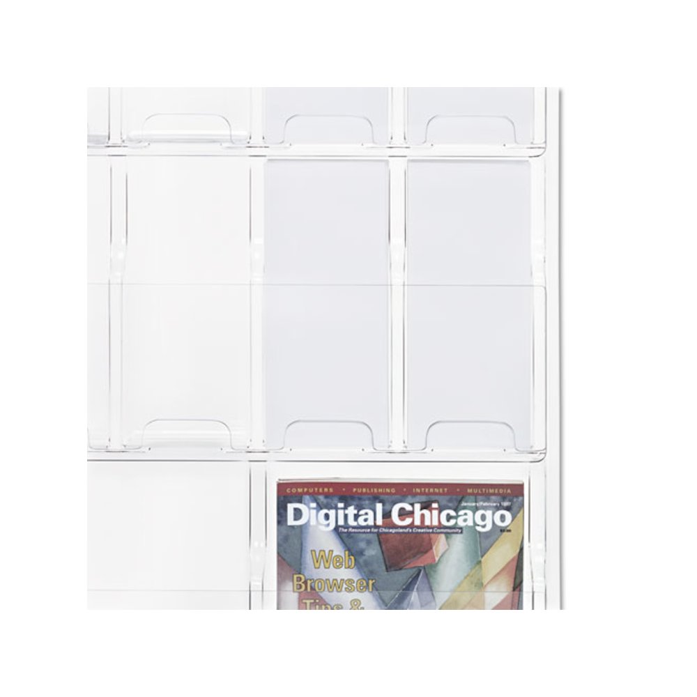 Reveal Clear Literature Displays, 18 Compartments, 30w x 2d x 45h, Clear. Picture 1