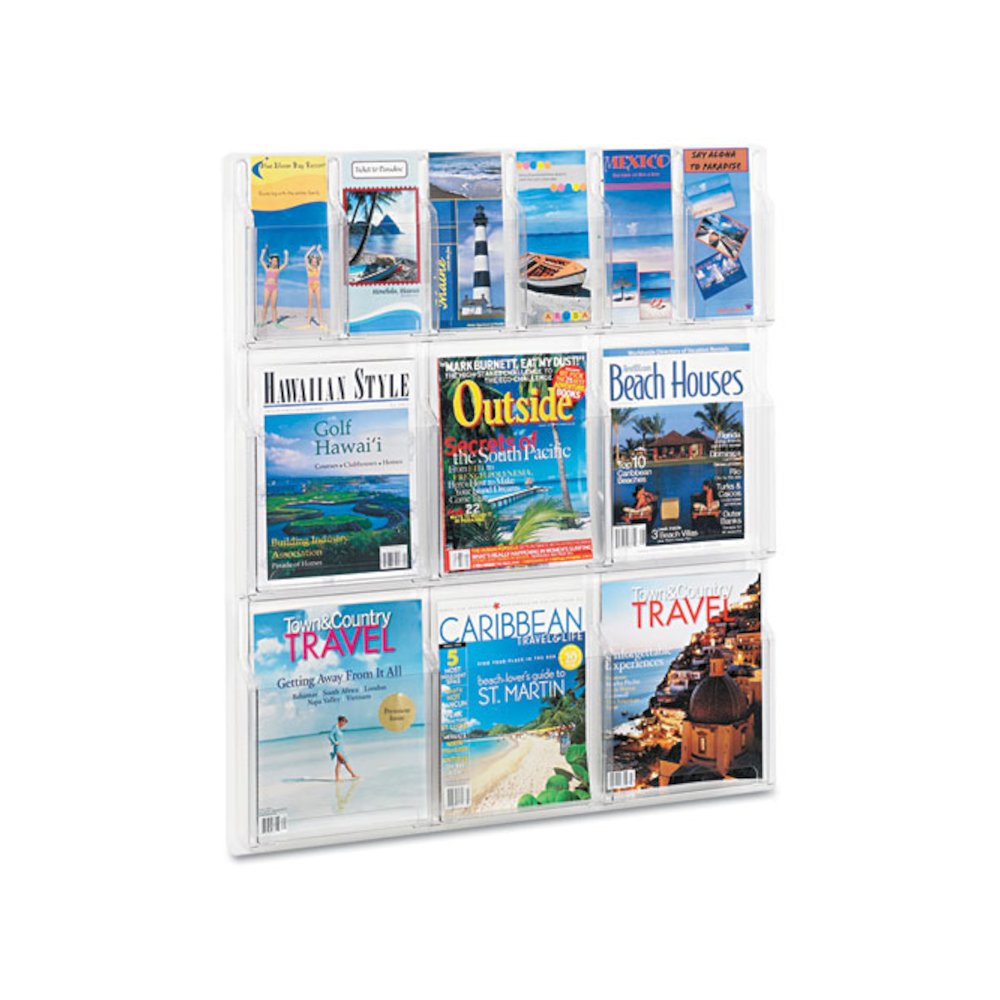 Reveal Clear Literature Displays, 12 Compartments, 30w x 2d x 34.75h, Clear. Picture 4