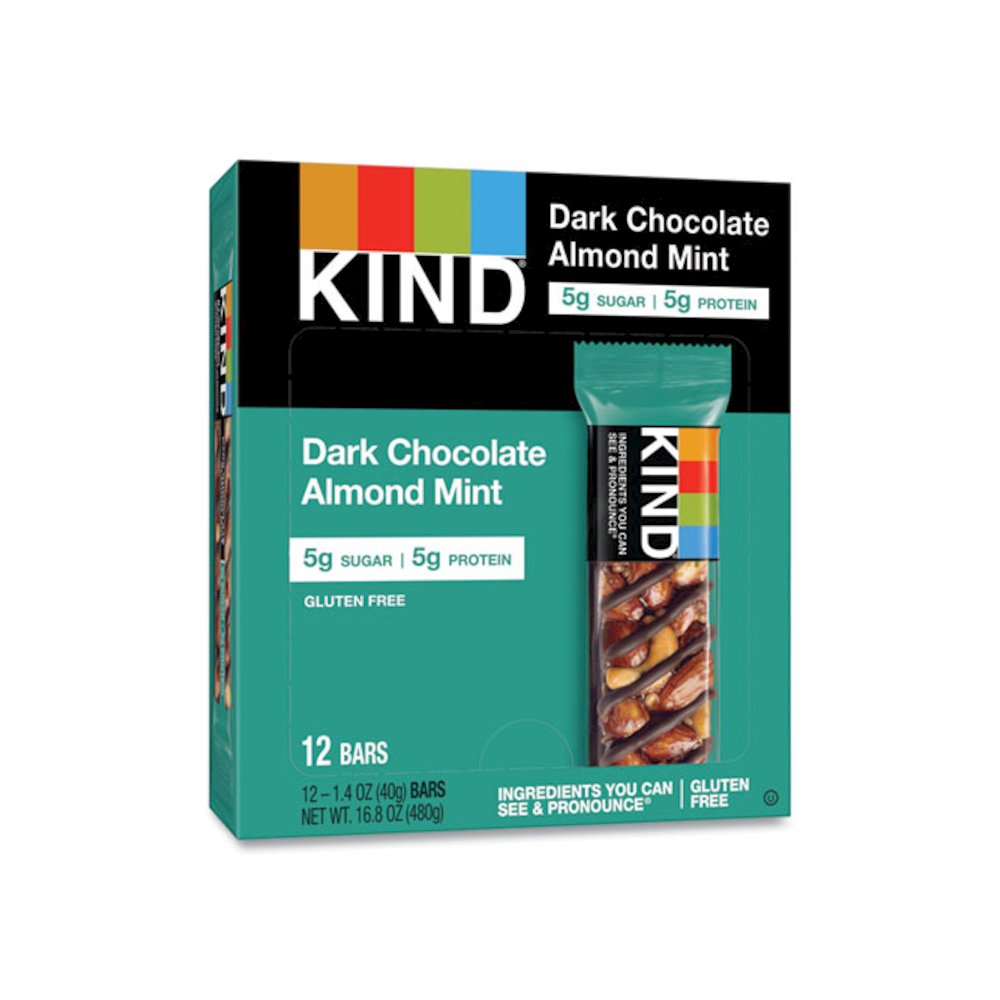 Nuts and Spices Bar, Dark Chocolate Almond Mint, 1.4 oz Bar, 12/Box. Picture 7