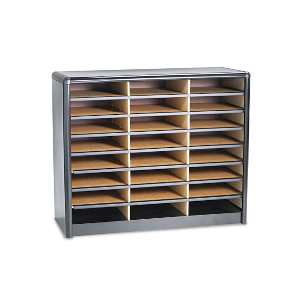 Steel/Fiberboard Literature Sorter, 24 Compartments, 32.25 x 13.5 x 25.75, Black. Picture 2