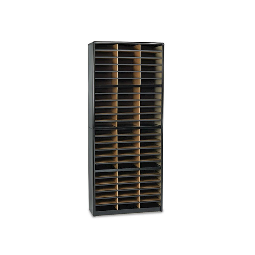Steel/Fiberboard Literature Sorter, 72 Compartments, 32.25 x 13.5 x 75, Black. Picture 2
