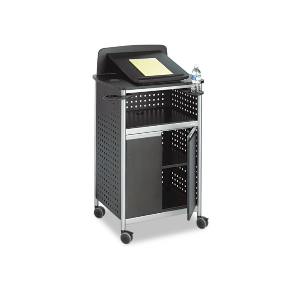 Scoot Multipurpose Mobile Lectern, 28.75 x 22 x 49.75, Black/Silver. Picture 1