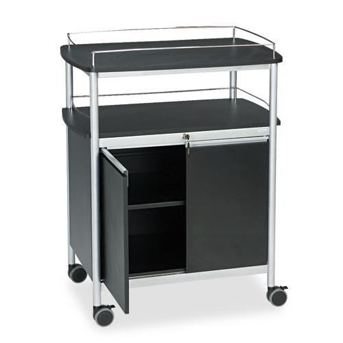 Mobile Beverage Cart, Plastic, 4 Shelves, 33.5" x 21.75" x 43", Black. Picture 2