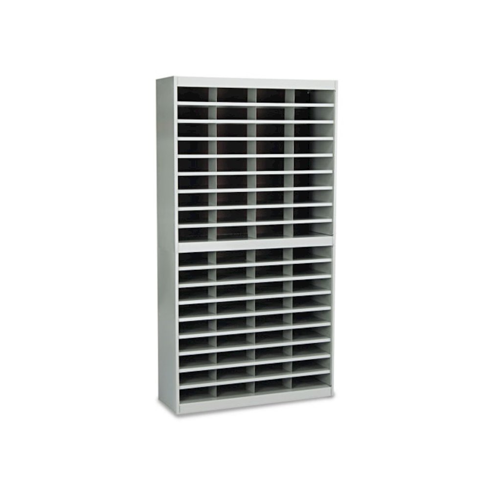 Steel/Fiberboard E-Z Stor Sorter, 72 Compartments, 37.5 x 12.75 x 71, Gray. Picture 1