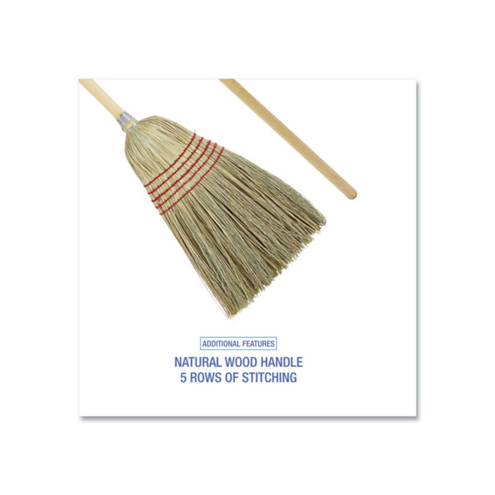 Parlor Broom, Yucca/Corn Fiber Bristles, 55.5" Overall Length, Natural. Picture 3