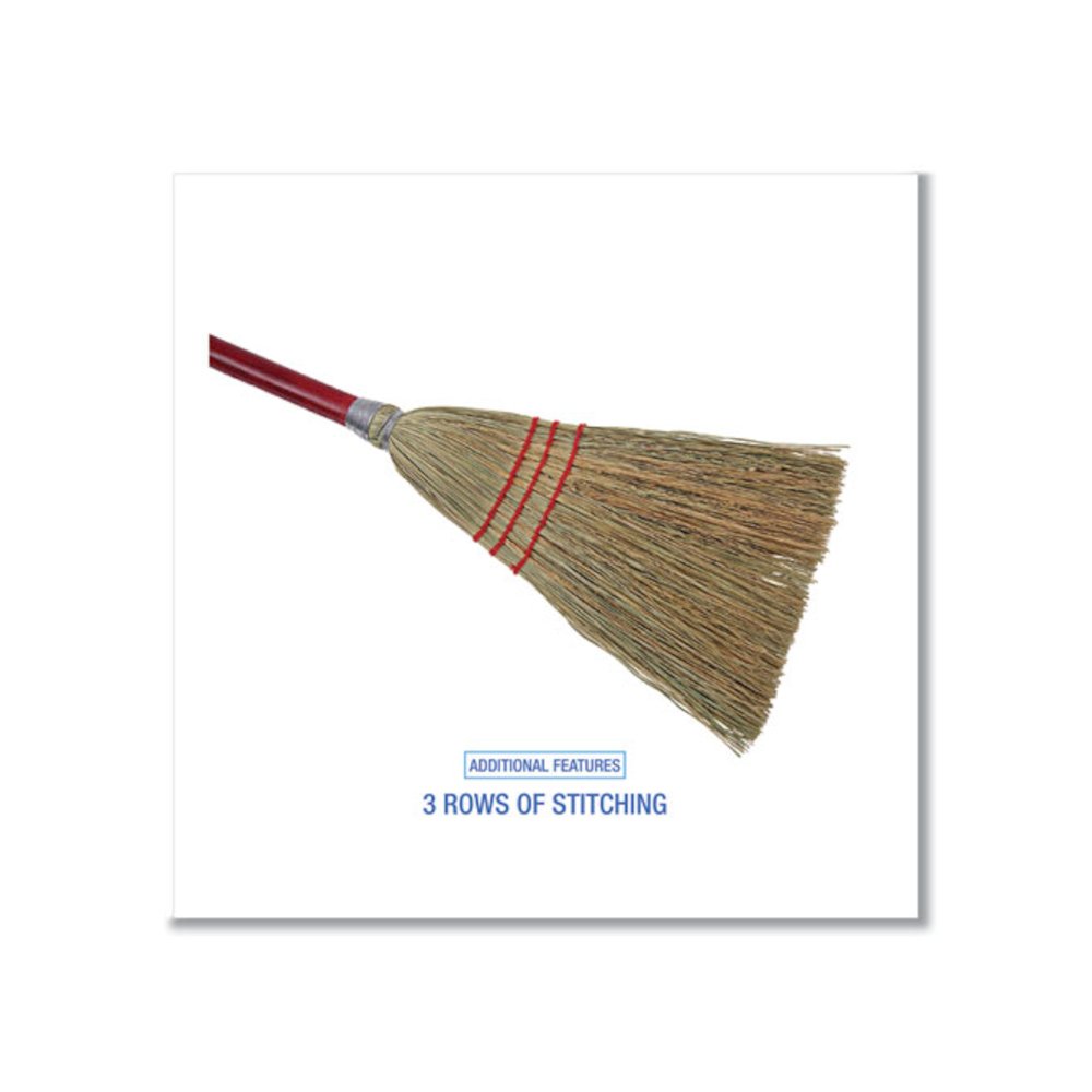 Corn Fiber Lobby/Toy Broom, Corn Fiber Bristles, 39" Overall Length, Red, 12/Carton. Picture 3