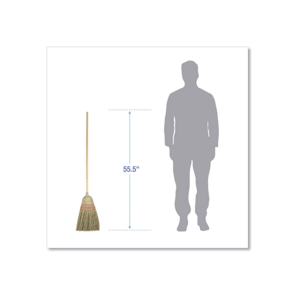 Parlor Broom, Yucca/Corn Fiber Bristles, 55.5" Overall Length, Natural. Picture 2