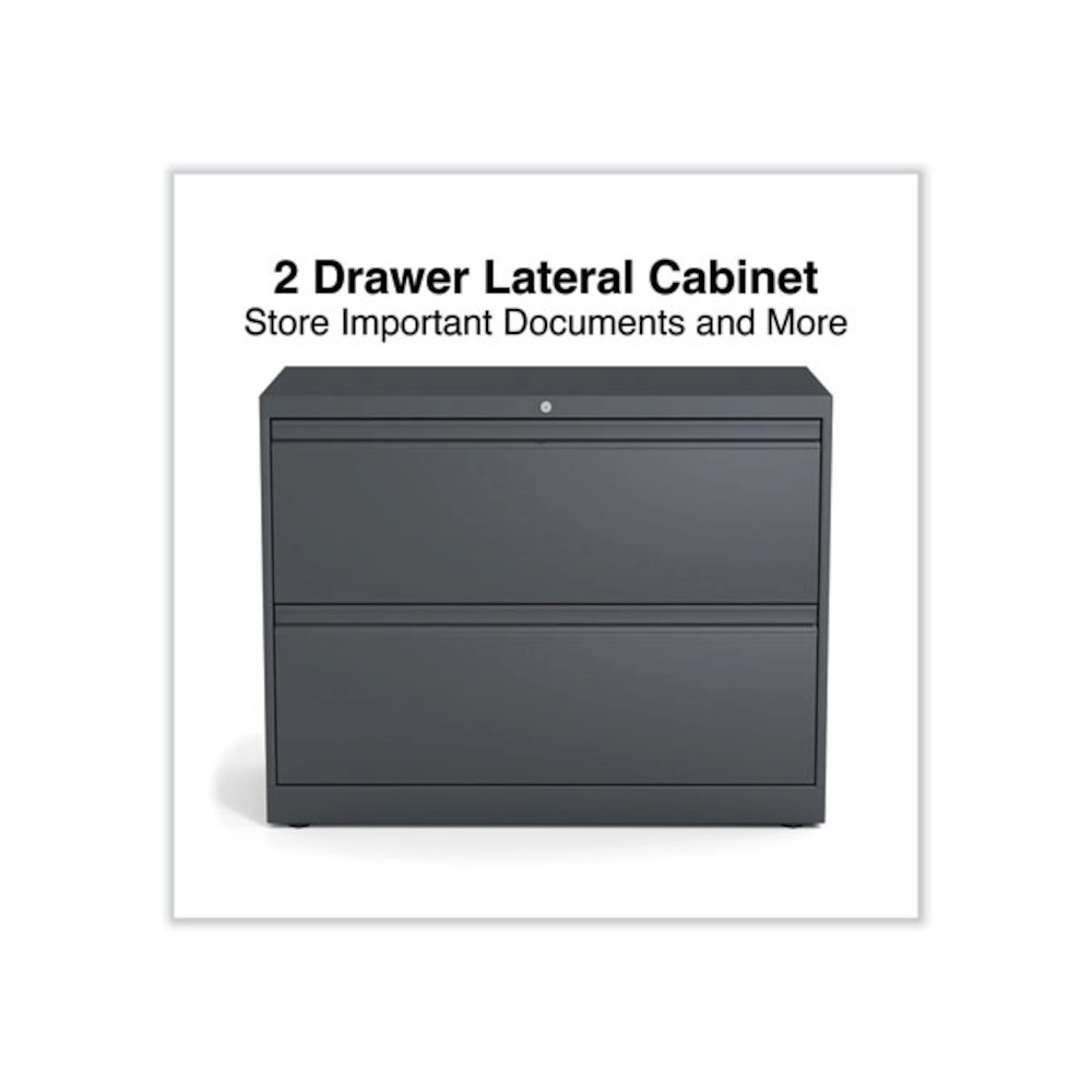 Lateral File, 2 Legal/Letter/A4/A5-Size File Drawers, Charcoal, 36" x 18.63" x 28". Picture 2