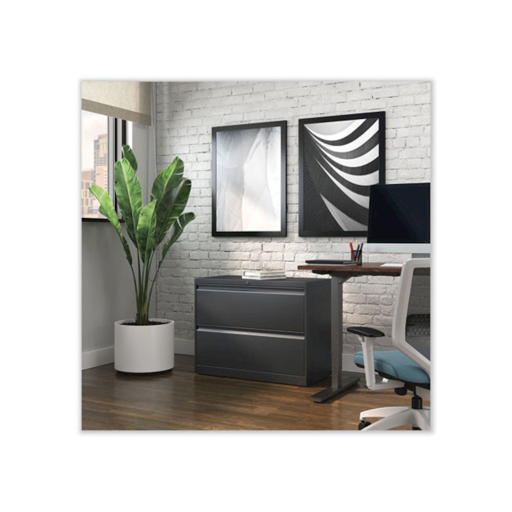 Lateral File, 2 Legal/Letter/A4/A5-Size File Drawers, Charcoal, 36" x 18.63" x 28". Picture 7