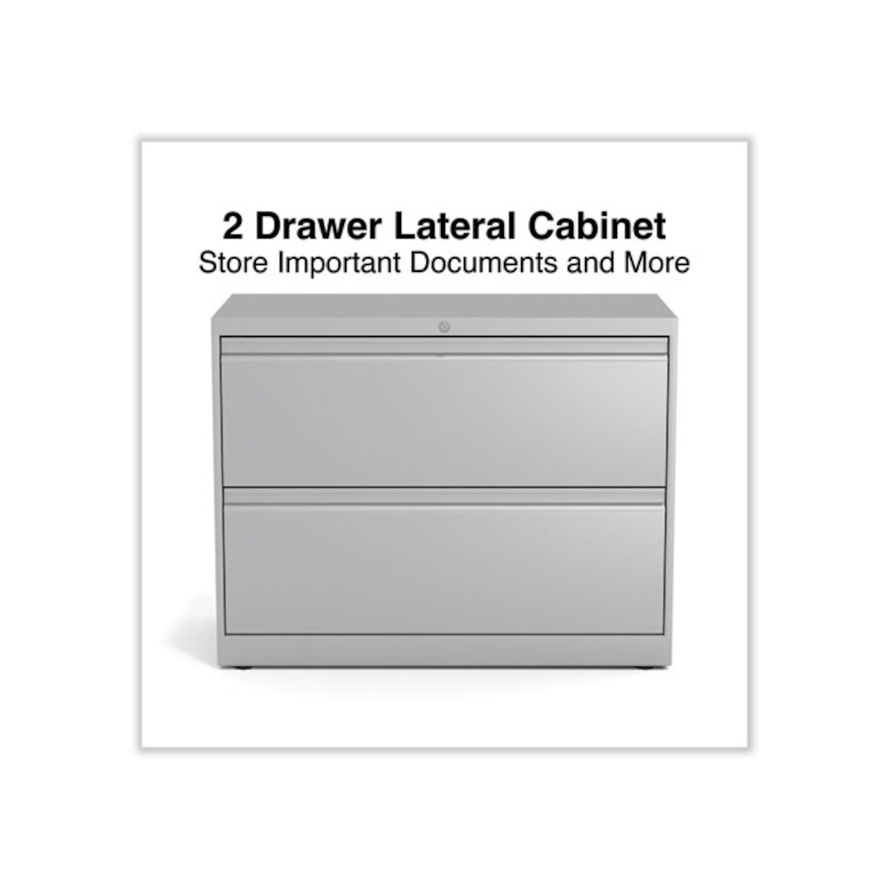 Lateral File, 2 Legal/Letter-Size File Drawers, Light Gray, 36" x 18.63" x 28". Picture 2
