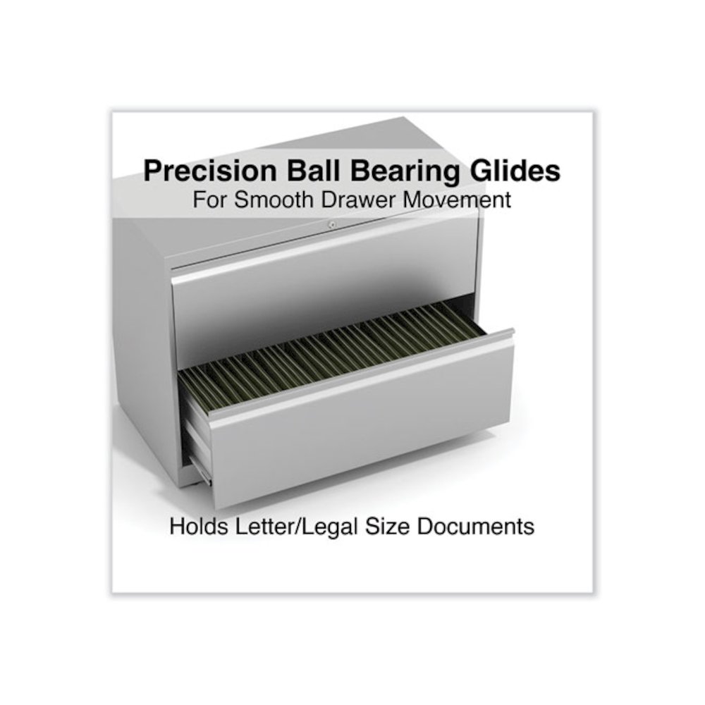 Lateral File, 2 Legal/Letter-Size File Drawers, Light Gray, 36" x 18.63" x 28". Picture 3