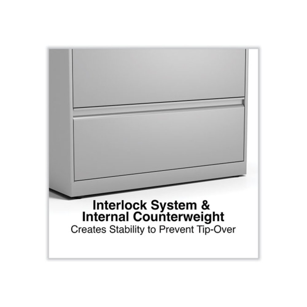 Lateral File, 2 Legal/Letter-Size File Drawers, Light Gray, 36" x 18.63" x 28". Picture 5