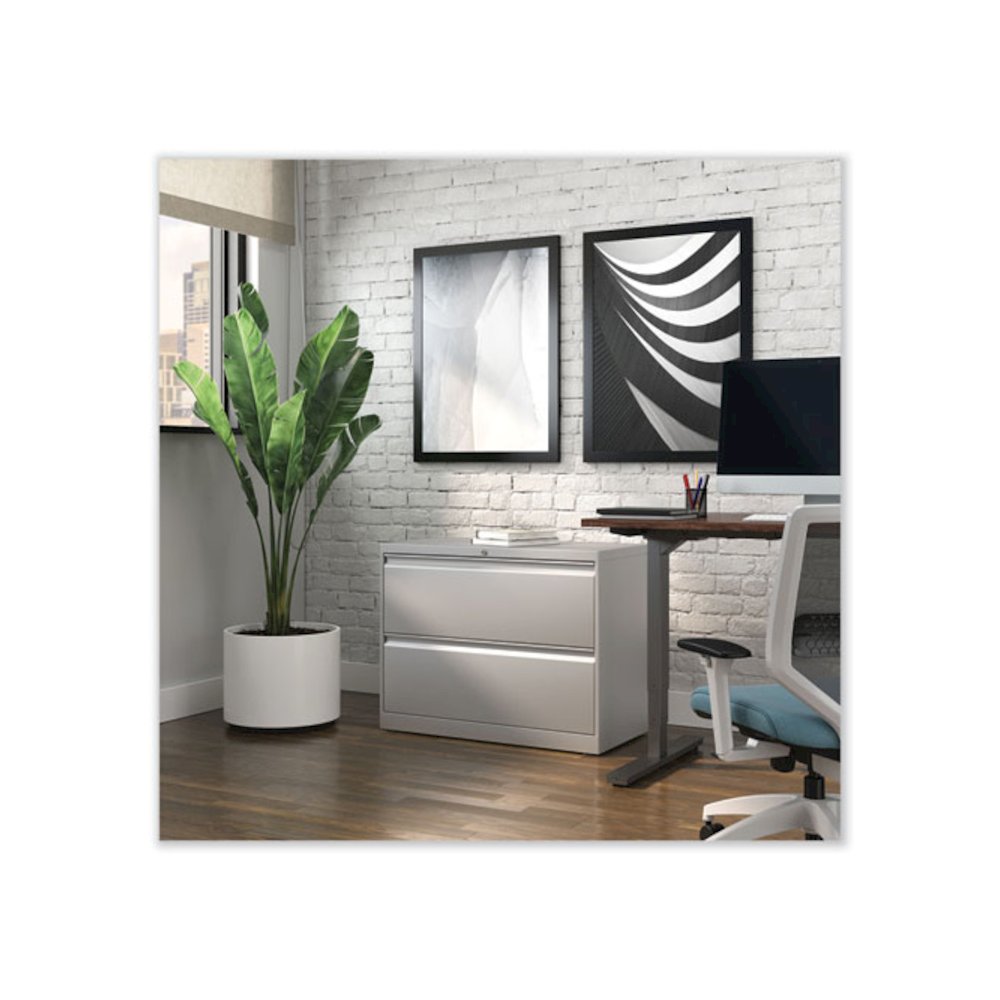 Lateral File, 2 Legal/Letter-Size File Drawers, Light Gray, 36" x 18.63" x 28". Picture 7