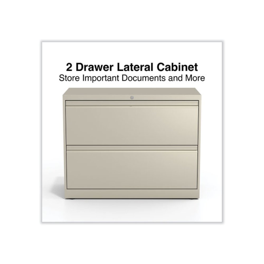 Lateral File, 2 Legal/Letter-Size File Drawers, Putty, 36" x 18.63" x 28". Picture 2