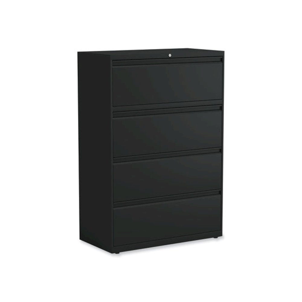 Lateral File, 4 Legal/Letter-Size File Drawers, Black, 36" x 18.63" x 52.5". Picture 1